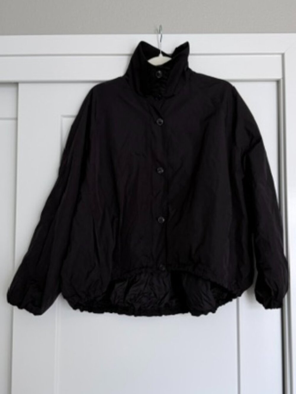 Massimo Dutti High Puff Neck Windbreaker Bomber Jacket Black M - Picture 2 of 8